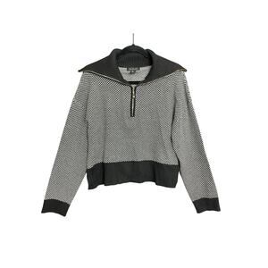 NWT Rachel Zoe Polka Dot 3/4 Zip Oversized Turtleneck Knit Sweater SZ Large